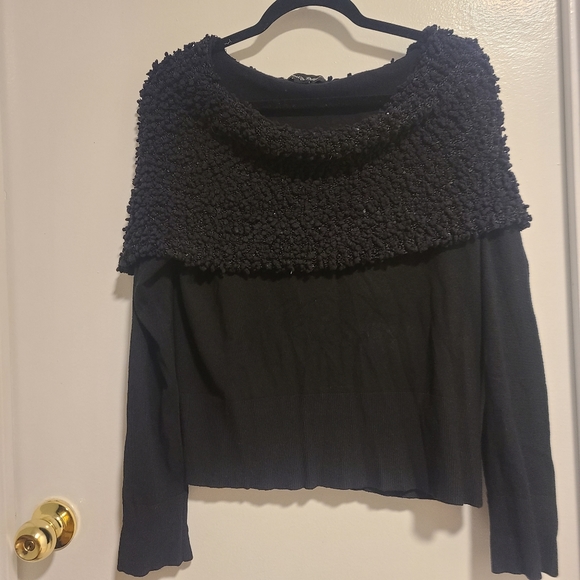 Charlie Paige off-shoulder black long-sleeved top - Picture 1 of 5